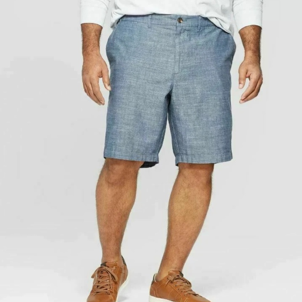 Goodfellow & Co Linden 10" Flat Front Shorts Blue Chambray
